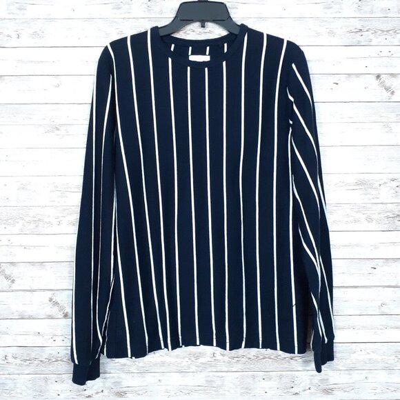 Denim & Flower Other - D&F Ricky Singh Mens Shirt L Long Sleeve Stripe Navy White 363